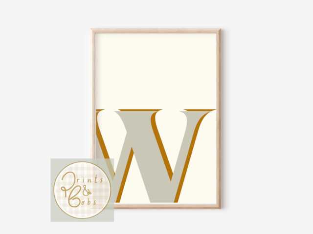 Neutral Personalised Initial Print. Teen & Tween Wall Art For A Boys Or Girls Room, Playroom Games Room - Unframed - image 1