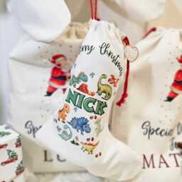 Personalized Dinosaur Christmas Stockings, Decor, Sacks, Personalised Childs Stocking, Family Stocking Set - thumbnail 3