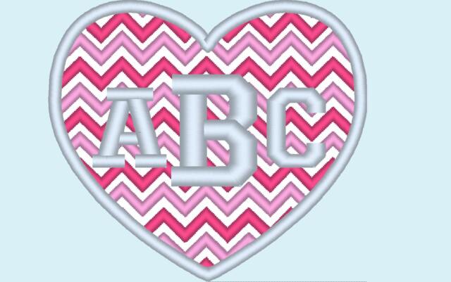 Heart Chevron Monogram Bx Also All Other - .pes .hus .dst .vp3 .vip .xxx .exp . Jef - Embroidery Appliqu?? Design - image 1