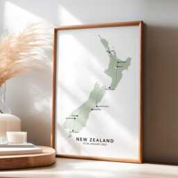 New Zealand Personalised Travel Map Print With Photo Collage Wall Decor Home Poster Engagement Gift Custom - thumbnail 3