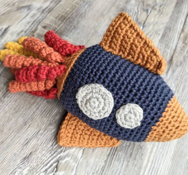 Crochet Rocket Baby Rattle 100% Cotton Space Toy - image 1
