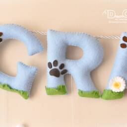 Dog Nursery Decor Custom Baby Name Felt Banner - thumbnail 3