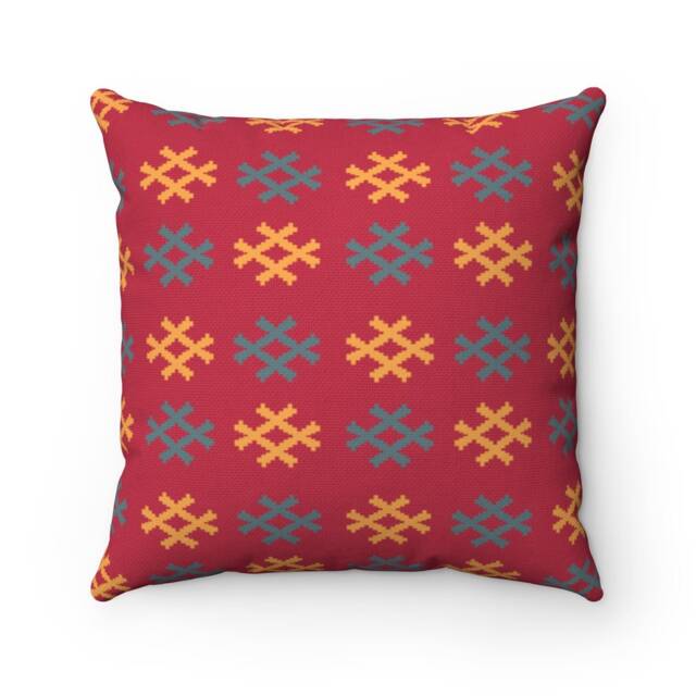 Nazca Red Throw Pillow South American Weaving Pattern - image 1