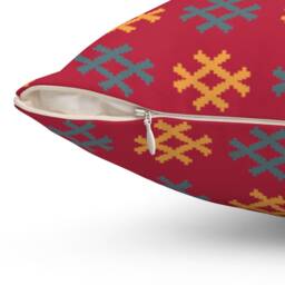 Nazca Red Throw Pillow South American Weaving Pattern - thumbnail 3