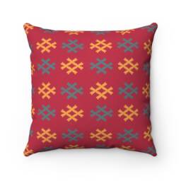 Nazca Red Throw Pillow South American Weaving Pattern - thumbnail 1