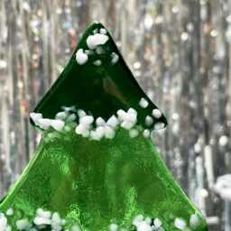 Fused Glass Christmas Tree Ornament in Stand-Up Mount, Handmade Artwork - thumbnail 3