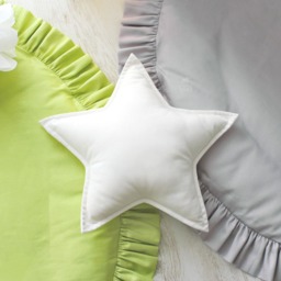 Lime Green Cotton Round Play Mat With Ruffles, Quilted Nursery Floor Mat, Activity Rug - thumbnail 3