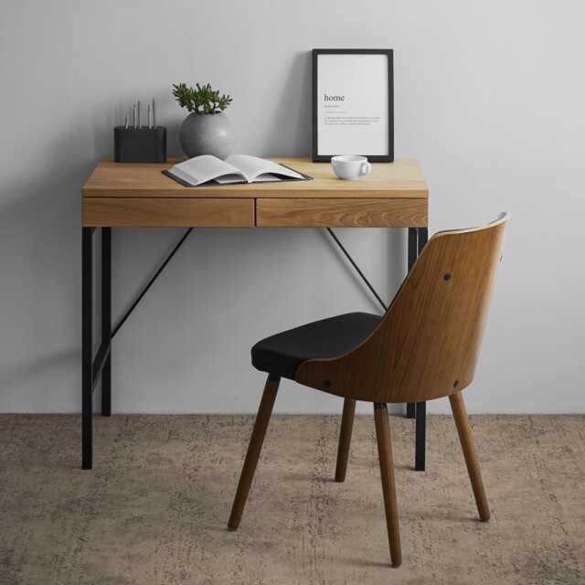 Oak Furniture Desk Mennen Handmade Solid Wood Writing Wooden Small Computer Table Scandinavian Mid Century - image 1
