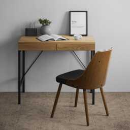 Oak Furniture Desk Mennen Handmade Solid Wood Writing Wooden Small Computer Table Scandinavian Mid Century - thumbnail 1