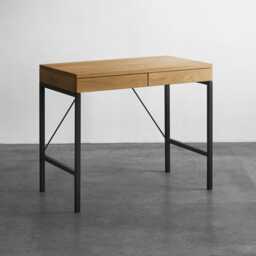 Oak Furniture Desk Mennen Handmade Solid Wood Writing Wooden Small Computer Table Scandinavian Mid Century - thumbnail 2