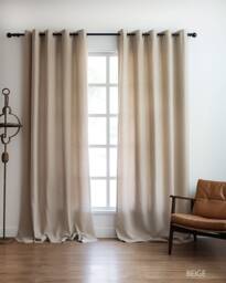 Custom Linen Curtains With Eyelet Grommets - Drapery Living Room Cafe Privacy Grommet in Lengths - thumbnail 1