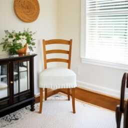 Handmade Linen Chair Seat Cover With Pleated Ruffles - thumbnail 2