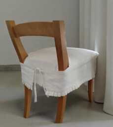 Handmade Linen Chair Seat Cover With Pleated Ruffles - thumbnail 1