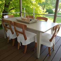 Handmade Linen Chair Seat Cover With Pleated Ruffles - thumbnail 3