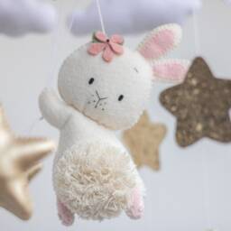 Baby Mobile Girl Bunny Pink Nursery Balloons & Starts Eco-Friendly Toy Felt Hanging Crib Newborn Baby Shower Gift - thumbnail 4