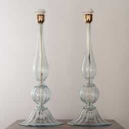 Murano Glass Table Lamp Aqua Blue Color, Handmade Made in Italy Venetian Design Lighting - thumbnail 3