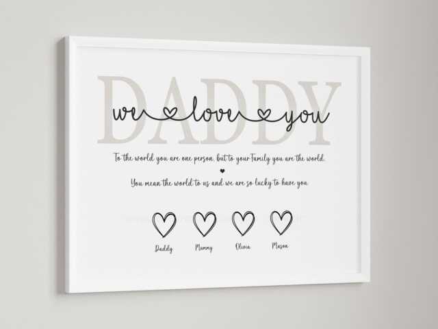 Personalised Daddy Print Gift - Home Unframed A4 Or A3 Size Quote Text Love Fathers Day - image 1