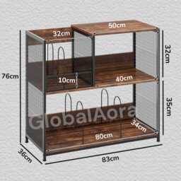 Record Player Stand With Open Shelves, Vinyl Storage Cabinet - Turntable Shelf Holder End Table - thumbnail 2
