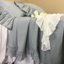 Duck Egg Blue Duvet Cover With Country Ruffle Hem, Linen Bedding, Shabby Chic Bedding - thumbnail 2