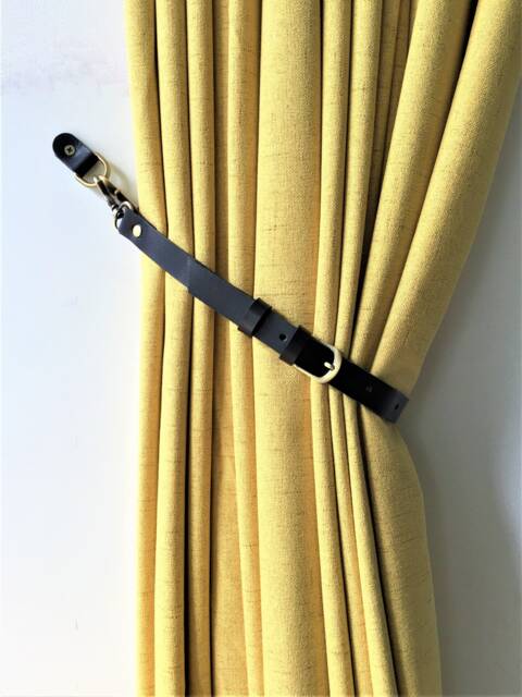 Minimalist Leather Curtain Tieback, Boho Window Decor - image 1