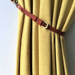 Minimalist Leather Curtain Tieback, Boho Window Decor - thumbnail 2