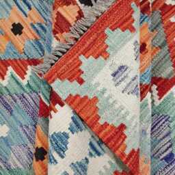 Kilim Rug Classic, Handmade Artisan Afghan Turkish, Scandinavian, Navajo, Bohemian Flatweave, Natural Wool 207x157 cm - thumbnail 4