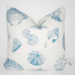 Blue Starfish Shell Print Pillow Cover, Nautical Decor - thumbnail 2