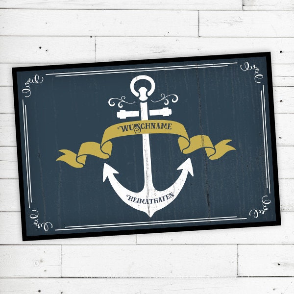 "Dreckspatz?? Doormat Home Port ""Anker" - image 1