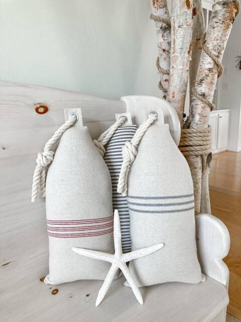 Nautical Pillow Buoy Coastal Fabric Buoy Beachy - image 1