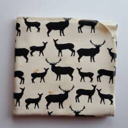 Elk Organic Swaddle Blanket & Newborn Hat Set. Boy Take Home Photo Prop. Baby Shower Gift - thumbnail 2