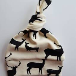 Elk Organic Swaddle Blanket & Newborn Hat Set. Boy Take Home Photo Prop. Baby Shower Gift - thumbnail 4