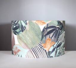 Green Bamboo Leaf Pattern Lampshade, Fabric Lamp Shade, Handmade Home Decor