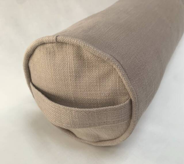 Draught Excluder Bolster in A Lovely Greige Coloured Fabric Zipped Cover Removable Filled Inner Cushion Approx. 14cm Diameter - image 1
