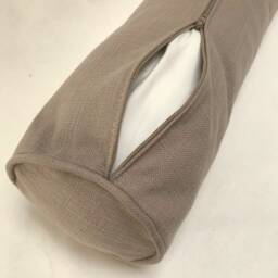 Draught Excluder Bolster in A Lovely Greige Coloured Fabric Zipped Cover Removable Filled Inner Cushion Approx. 14cm Diameter - thumbnail 3
