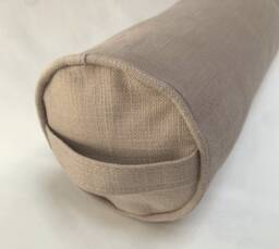 Draught Excluder Bolster in A Lovely Greige Coloured Fabric Zipped Cover Removable Filled Inner Cushion Approx. 14cm Diameter - thumbnail 1