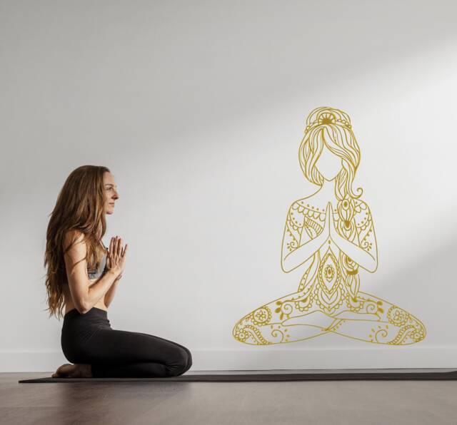 Floral Yoga Girl Wall Decal Studio Decor Nm173 - image 1