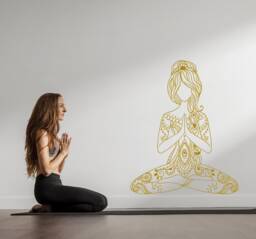 Floral Yoga Girl Wall Decal Studio Decor Nm173 - thumbnail 1