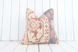 Handmade Turkish Kilim Pillow Cover Vintage Anatolian Design - 16x16 - thumbnail 1
