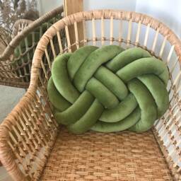 Olive Green Knot Cushion, Scandinavian Minimalist Design Reversible Pillow 2In1 - thumbnail 2