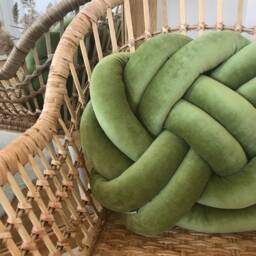 Olive Green Knot Cushion, Scandinavian Minimalist Design Reversible Pillow 2In1 - thumbnail 3