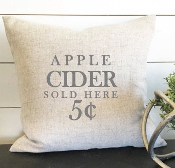 Apple Cider Pillow Cover, Fall Pillow, Autumn 18 X Decor, Gift, Housewarming Gift, Pillow Cover