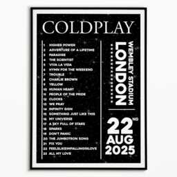Coldplay 22nd August Wembley Setlist Print Music Of The Spheres Tour Poster - thumbnail 2