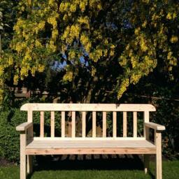Garden Bench Seat, Natural Wood, Traditional Rustic Country Cottage Outdoor Furniture, Custom Handmade in Somerset Not Free Delivery - thumbnail 2