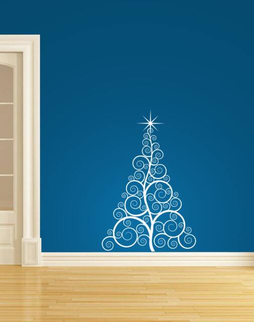 Christmas Tree Festive Design - Vinyl Transfer Decal Wall Sticker - image 1