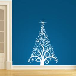 Christmas Tree Festive Design - Vinyl Transfer Decal Wall Sticker - thumbnail 2