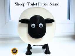 3D Printed Sheep Toilet Paper Roll Holder Googly Eyes Bathroom Decor - thumbnail 1