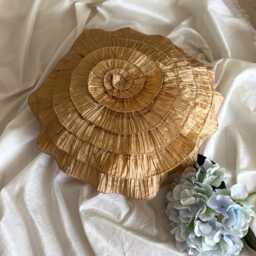 Gold Crushed Silk Ruffled Rose Modern 16 Inch Round Pillow Cover - Vintage Golds - thumbnail 2