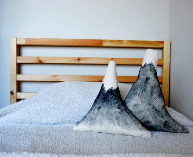 Made-To-Order Mountain Range Set Of Two 100% Organic Cotton Hand-Painted Nursery Decor Cushions