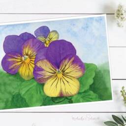 Pansy Watercolor Painting, Botanical Floral Art Print - thumbnail 3