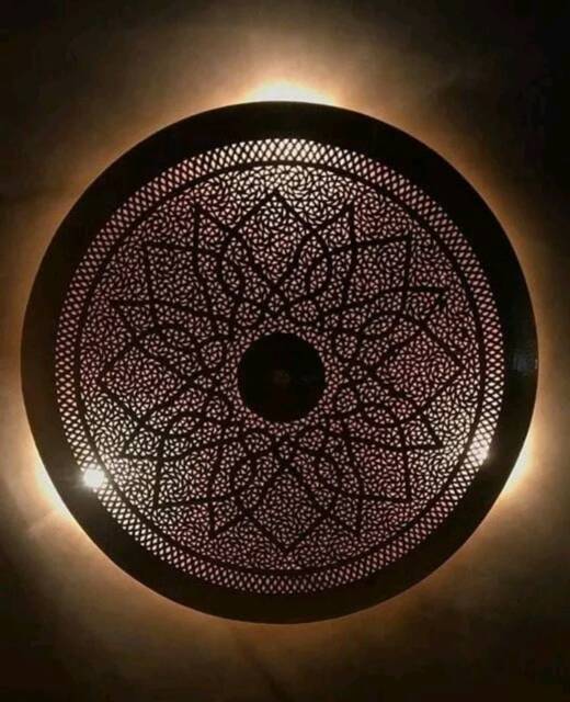 Brass Moroccan Wall Sconce Light Antique Floral Design - image 1